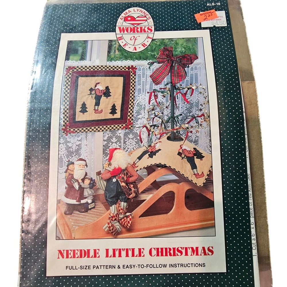 Alma Lynne Needle Little Christmas‎ Pattern 1990 Vintage Santa Doll Quilt Skirt